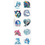 Dolphin Cartoon Stickers - Assorted - Roll of 50's