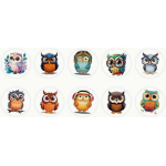 Owl Stickers - Assorted - Roll of 50's