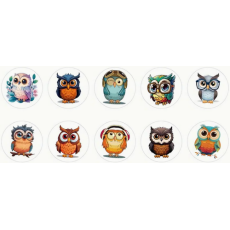 Owl Stickers - Assorted - Roll of 50's